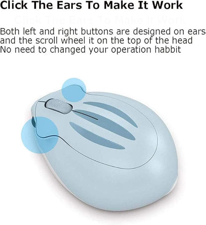 2.4GHz Wireless Mouse Cute Hamster Shape Less Noice Portable Mobile Optical 1200DPI USB Mice Cordless Mouse for PC Laptop Computer Notebook MacBook Kids Girl Men Women Mom Dad Gift (Blue)
