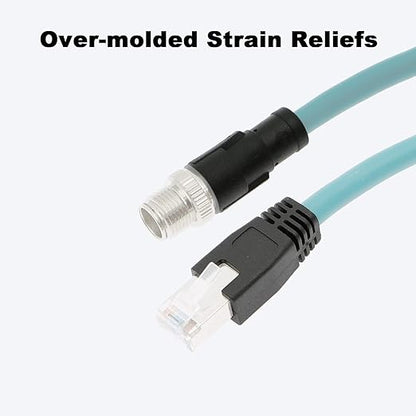 Alvin's Cables M12 8 Pin Male to RJ45 Shielded Ethernet Cable M12 X Coded 8 Position Cat6a Cable for Cognex Industrial Camera 8M/26ft