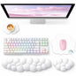 Sushret Cloud Wrist Rest for Computer Keyboard and Mouse Pad Set, Pink