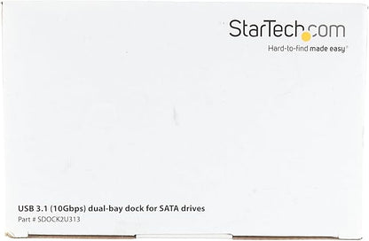 StarTech.com Dual-Bay USB 3.1 to SATA Hard Drive Docking Station, USB 3.1 (10 Gbps), External 2.5/3.5" SATA I/II/III, SSD/HDD Docking Station, Hot-Swap Hard Drive Bay, Top-Loading (SDOCK2U313)