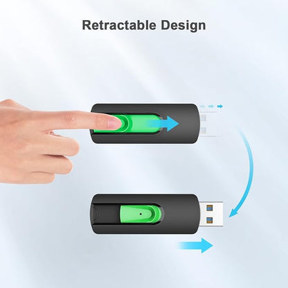 Aiibe 128GB Flash Drive 3.0 2 Pack, Upgraded 130MB/s USB 3.0 Flash Drive High Speed USB Drive Thumb Drive Retractable Memory Stick Jump Drives 128GB Zip Drive for PC Laptop, Green