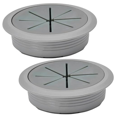 2 Pcs Desk Grommet 3-1/8" / 80 mm, Desk Hole Cover for Cables Dark Grey, Cable Grommet ABS Plastic, Desk Hole Grommet for Home & Office Pc, Detachable Cable Cord Organizer