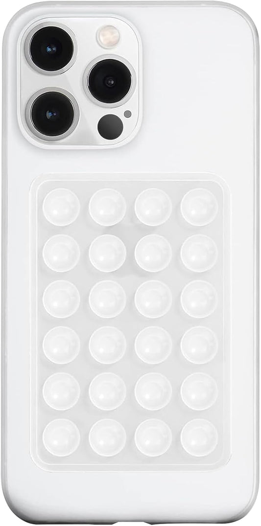 Silicone Suction Phone Case Mount, Silicon Adhesive Phone Accessory for Smartphones, Hands-Free Mirror Shower Phone Holder for Selfies, Tiktok Videos (Translucent)