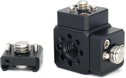 Camera Hot Shoe Extension Bracket Cold Shoe Mounts for Camera Cage Tripod Magic Arm Microphone LED Video Light, Shoe Mount Holder with 1/4'' 3/8'' Arri Thread and Arri-locating Hole