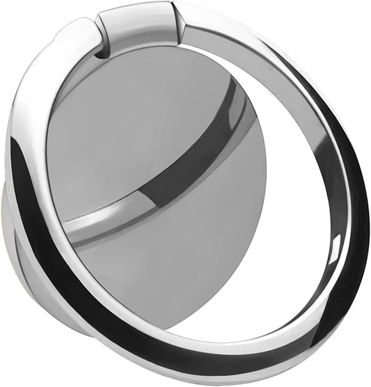 OBHEI Metal Cell Phone Ring Holder Finger Ring Stand, 360 Degree Rotation Ring Kickstand Grip Holder for Magnetic Car Mount, Silver