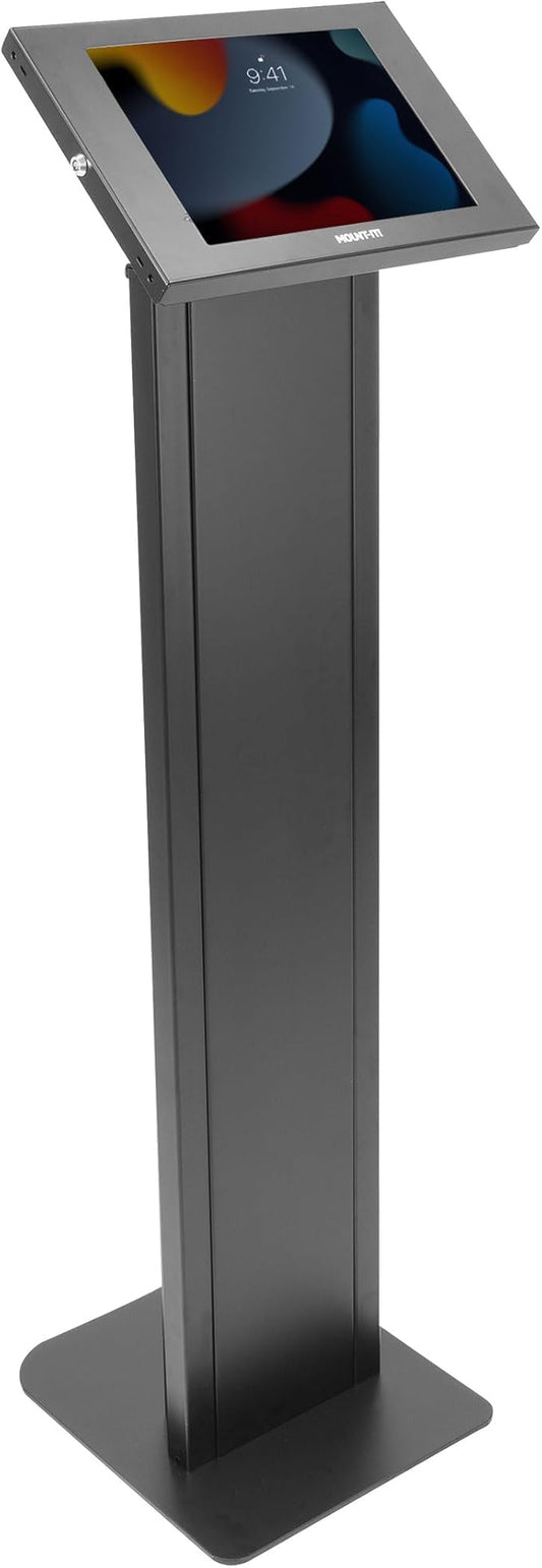 Mount-It! Anti-Theft iPad Floor Stand Kiosk, Locking Tablet Floor Stand for iPad Gen 7–11 & A16, Air & Pro (10.2"–11"), Commercial Kiosk for Retail, Lobby & Trade Show, Black