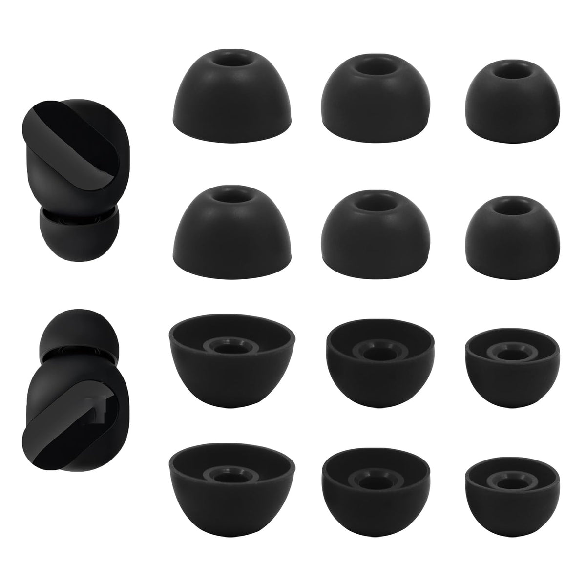 Replacement Silicone Ear Tips for Beats Fit Pro/Studio Buds/Studio Buds+ Headphone, 6 Pairs Earbuds Eartips L/M/S, Eargels Set Fit in Case, Earplug Ear Cap (Black with Pen)