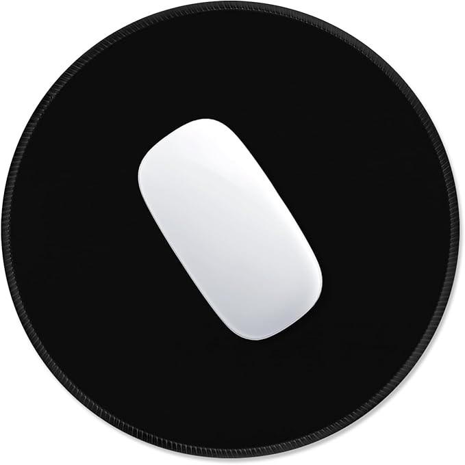 ITNRSIIET Mouse Pad Non-Slip Rubber Base Smooth Surface Stitched Edges Waterproof Durable Compatible with All Mice for Office & Gaming, Desk Accessory, Diameter 8.7 inch, JetBlack Solid