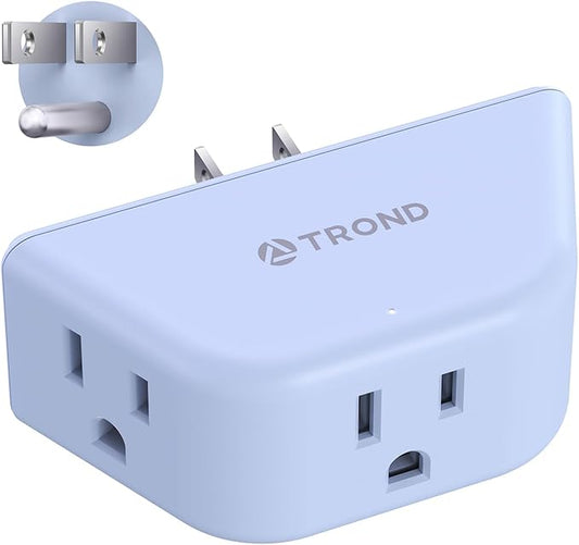 TROND Outlet Extender, 3 Way Angled Wall Plug Splitter, Blue