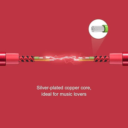 CableCreation Audio Cable, 10FT 3.5mm Right Angle Male to Male Auxiliary Stereo HiFi Cable with Silver-Plating Copper Core,24K Gold Plated, Red