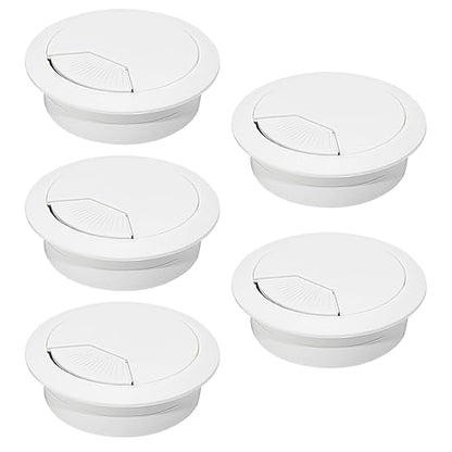 5 Pcs Desk Grommet 2-1/16" / 53 mm, Desk Cord Hole Cover, Cable Grommet ABS Plastic, Desk Hole Grommet for Home & Office Pc, Detachable Adjustable Cable Cord Organizer-White
