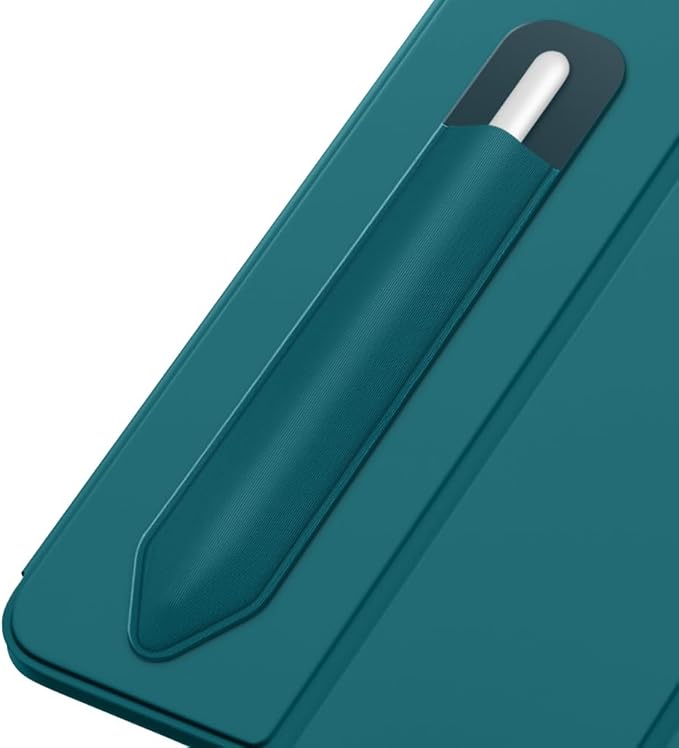 MoKo Pencil Holder Sticker Fit Apple Pencil Pro, Apple Pencil (USB-C), Apple Pencil 1st/2nd Generation, Elastic Pencil Pocket Pouch Adhesive Sleeve Attached to iPad Case for Stylus Pens,Midnight Green