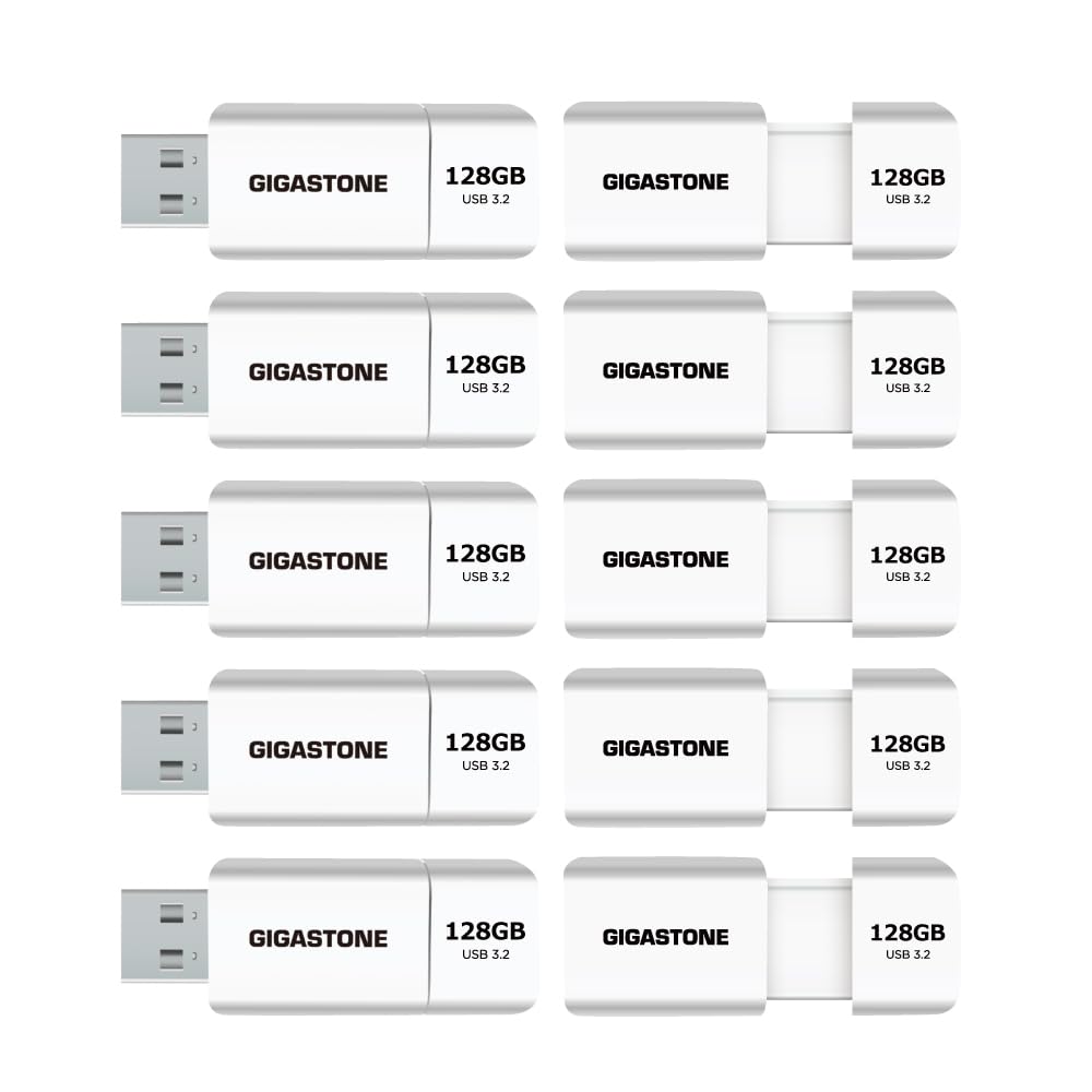 GIGASTONE 32GB Flash Drive (100 Pack) Z60NB USB 3.2 Gen 1, Ultra Fast, Retractable Capless Slider Design, Data Storage, Backup for PC/Mac/TV/Car Audio, USB 2.0/3.0/3.1 Compatible (Random Color)