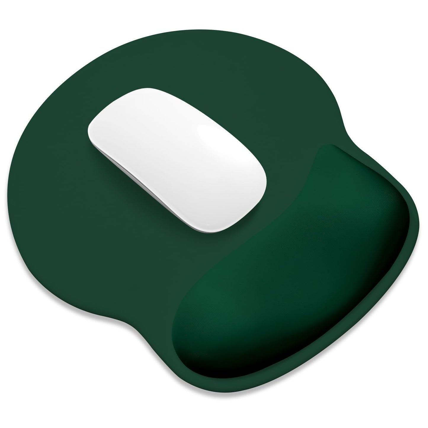 ITNRSIIET Ergonomic Mouse Pad with Wider Memory Foam Wrist Rest +17% - Curved Cushion Reduces Pressure 20%, Pain Relief, Non-Slip, Smooth, Cute Colors, 9.85 x 9 in, Deep Green