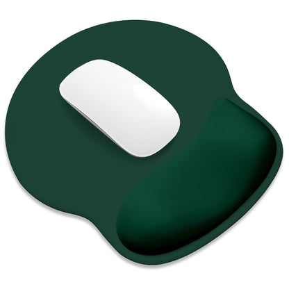 ITNRSIIET Ergonomic Mouse Pad with Wider Memory Foam Wrist Rest +17% - Curved Cushion Reduces Pressure 20%, Pain Relief, Non-Slip, Smooth, Cute Colors, 9.85 x 9 in, Deep Green