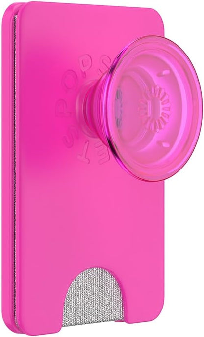 PopSockets Phone Wallet with Expanding Grip and Adapter Ring for MagSafe, Phone Card Holder, Wireless Charging Compatible, Wallet Compatible with MagSafe - Magenta
