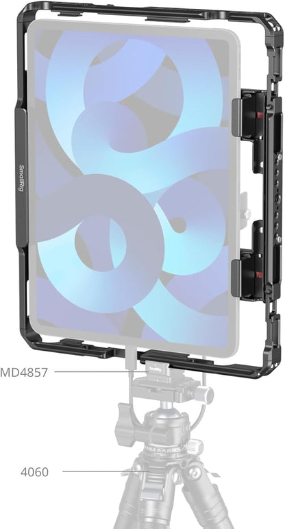SMALLRIG Universal Metal Cage for iPad, Tripod Mount Adapter Monitor Fits for iPad Pro 12.9, Air, Mini and More, with 1/4"-20, 3/8"-16 Holes, Cold Shoe Mount - MD5059
