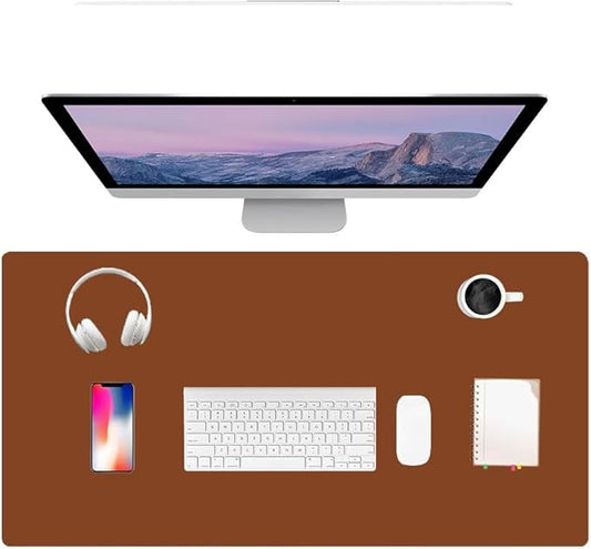 PU Leather Desk Pad Protector Gaming Mouse Pad Non Slip Desk Mat for Keyboard and Mouse Waterproof Desk Writing Pad for Office and Home Desk Accessories(Brown, 23.6 * 11.8)