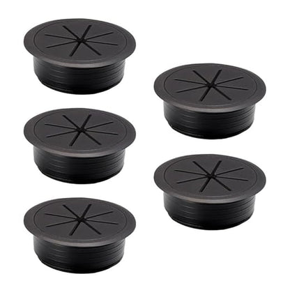5 Pcs Desk Grommet 2-1/16" / 53 mm, Desk Cord Hole Cover, Cable Grommet ABS Plastic, Desk Hole Grommet for Home & Office Pc, Detachable Adjustable Cable Cord Organizer-Black