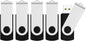 JUANWE 64GB USB Flash Drives 5 Packs, USB 2.0Thumb Drives Foldable 360°Swivel Memory USB Stick with Lanyard Hole, Jump Drive Pen Drive Zip Drive Portable Flashdrive for PC, Mutipack Black