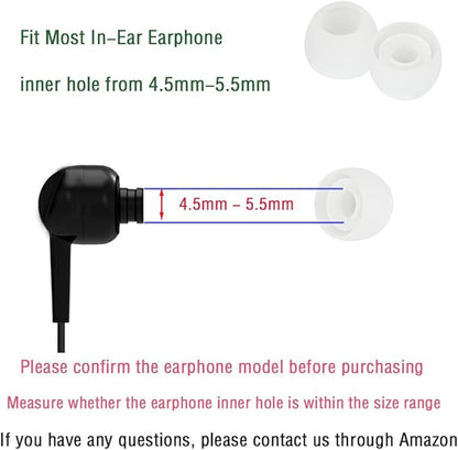 Silicone Small Replacement Earbud Tips Eartips for in- Ear Headphones Rubber Tips Earbud Replacement Earbuds Cap 10 Pairs (White)