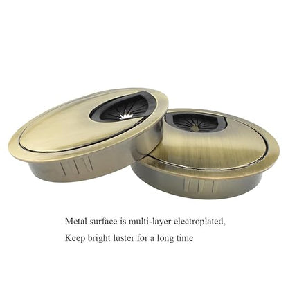 HAHIYO 2Pcs 2.4Inch/60mm Bronze Zinc Alloy Desk Grommet Wire Grommet Cable Management Cord Hole Cover Desk Wire Hole Insert Wire Organizer for Computer Office Home School Equipment Systems