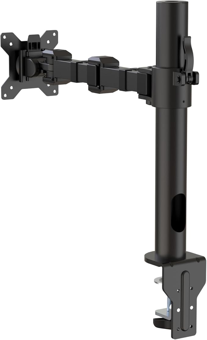 Amazon Basics Single Computer Monitor Stand with Tilt and Rotation, Height Adjustable VESA Desk Arm Mount, Steel, 30 inches, Black