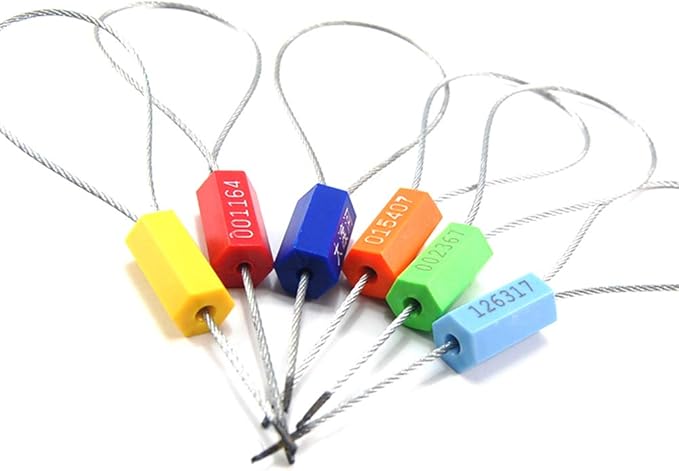 Leadseals(R) 50 Security Cable Seals Numbered Security Tags Tamper Proof Tags Pull Tight Steel Wire Seals for Truck, Trailers, Cargo, Containers, Vans, Oil Tank, Milk Vehicle (Blue, Pack of 50pcs)