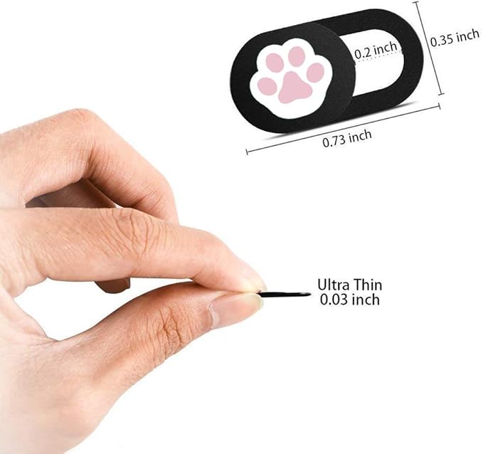 Webcam Cover 3 Pack Slide Ultra Thin Laptop Camera Cover for Echo Show, Phone, Computer, Tablet, Mac Air, Chromebook, PC - Paw Paw Black
