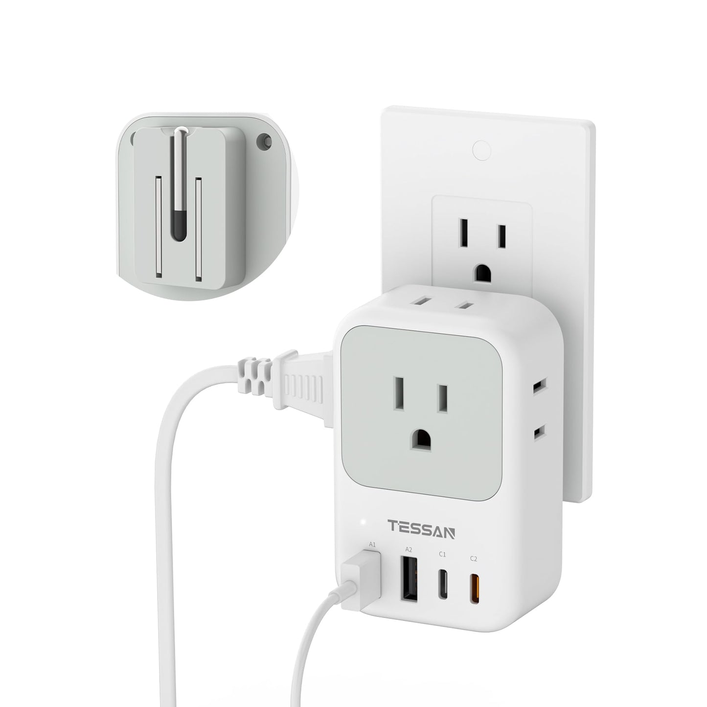 TESSAN USB C Charger Block 20W PD, Fast Charging Adapter with Foldable Plug