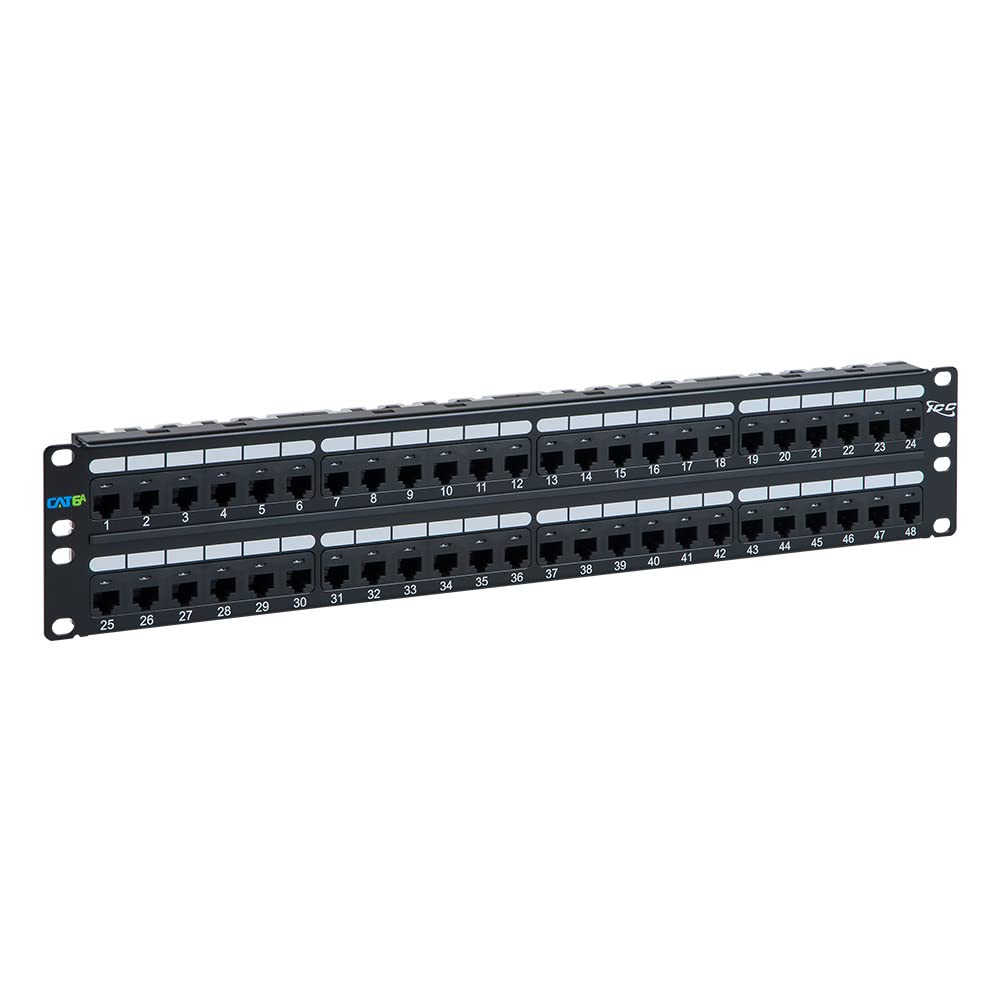 ICC CAT5e RJ45 Patch Panel, 24-Port 1U 19-Inch Rackmount, Black, 1-Pack