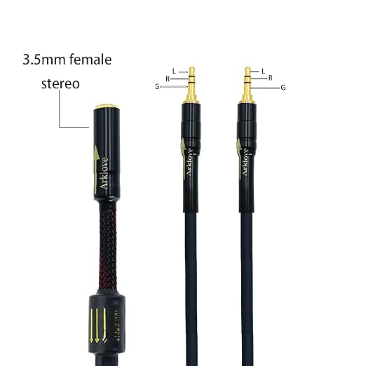 Arklove 5ft Shielded 1/8" aux Input 3.5mm Female 2X 3.5 Output Splitter Stereo Audio Video Cable Out 3.5 Male to Two 3.5 Male Mini Jack in Dual Speaker