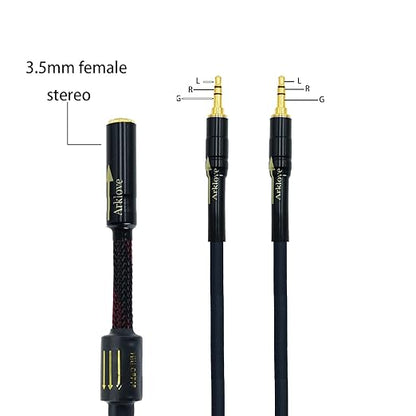 Arklove 5ft Shielded 1/8" aux Input 3.5mm Female 2X 3.5 Output Splitter Stereo Audio Video Cable Out 3.5 Male to Two 3.5 Male Mini Jack in Dual Speaker