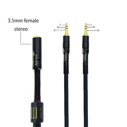 Arklove 2ft Shielded 1/8" aux Input 3.5mm Female to 2X 3.5 Output Splitter Stereo Video Audio Cable Out 3.5 Male to Two 3.5 Male in Dual Speaker Cord 24k Gold Plated