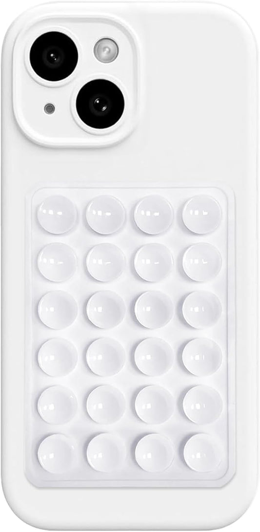 AZXYI Anteel Silicone Suction Phone Case Mount, Silicon Adhesive Suction Cup Phone Mount, Non Slip Sticky Phone Grip for Cellphone, Strong Grip Holder for Selfies and Videos (White)