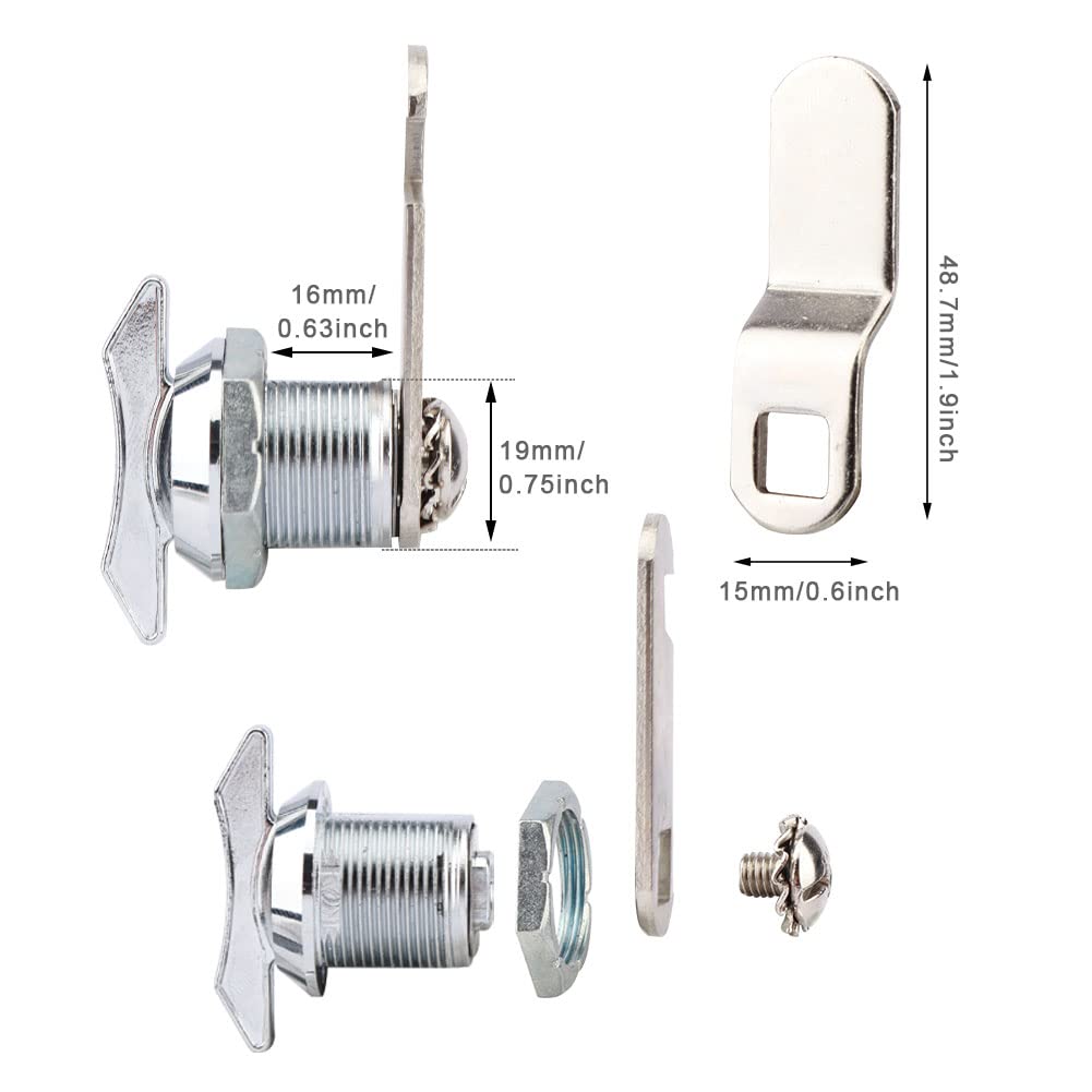 Thumb Operated Offset Cam Lock,Replacement Keyless Compartment Latch, Non-Locking Compartment Lock for RV, Camper, Vehicles, Storage Door Cabinet Mailbox Drawer(Color:S: 19 x 16mm)