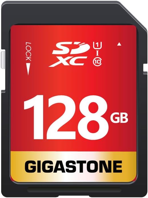 GIGASTONE 128GB SD Card UHS-I U1 Class 10 SDXC Memory Card Full HD Video for Digital Camera, Speed up to 100MB/s, Full-Sized SD Card, with 1 mini case