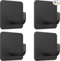 VIS'V Adhesive Hooks, Metal Shower Wall Stick on Hooks, Waterproof, 2 Extra Adhesive Strips, Black, 4 Pcs