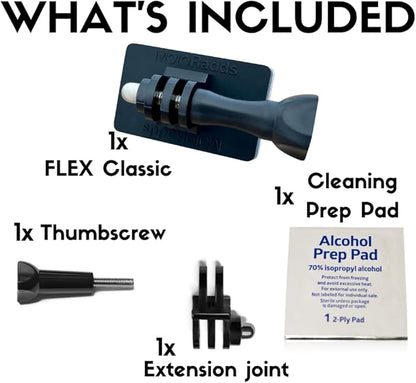 Flex Classic Flexible Adhesive Action Camera Mount for Motorcycle windscreens, MX Visor Peaks, Helmets, fairings, cowls, and More! Compatible with GoPro, Insta360, DJI, Sugru, and More