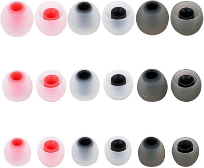 Earbud Tips Ear Bud Tips Soft Anti Slip Washable and Reusable Silicone Replacement Earbud Tips Fit Most in-Ear Earbuds(Inner Hole 3.8mm -5.1mm) 18pcs S M L