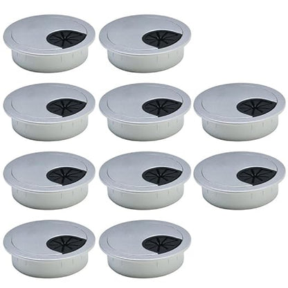 10 Pcs Desk Grommet 2-3/8" / 60 mm, Desk Cord Hole Cover, Cable Grommet ABS Plastic, Desk Hole Grommet for Home & Office Pc, Detachable Cable Cord Organizer-Silver Sand