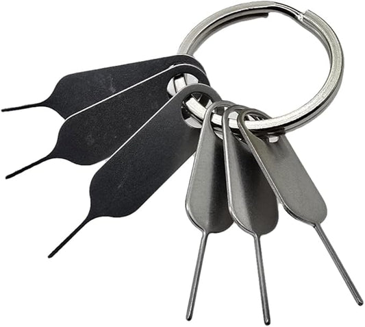 6 Pack PHONSUN Universal Sim Card Tray Removal Tool SD Opening Eject & Doorbell Reset Pin (Includes Keyring) for iPhone iPad Samsung Galaxy Google Pixel Motorola Phones - 3 Small and 3 Large