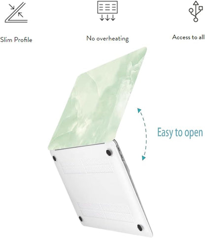 LanBaiLan Compatible for MacBook Pro 13 inch with Touch Bar 2016-2022 Release M1 M2 A2338 A2289 A2251 A2159 A1989 A1706 A1708 Plastic Laptop Protective Case & Keyboard Cover, Matcha Green Marble