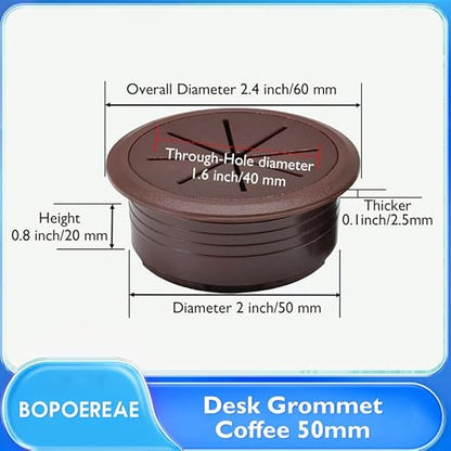 Desk Grommet 2" (50 mm), Desk Hole Cover for Cables Coffee, Cable Grommet ABS Plastic, Desk Hole Grommet for Office and Home Table Cable, Detachable & Flexible Cable Cord Organizer-4 Pcs
