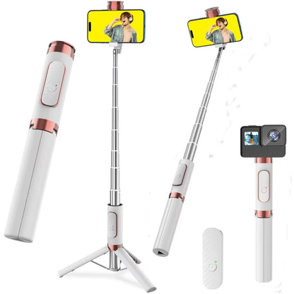 Pperfcoo Selfie Stick Phone Tripod with Remote for iPhone & Android, Portable Aluminum Alloy 3 in 1 Stand for Group Photos with 1/4" Screw for Gopro Cam, Vlog/Travel/Photography