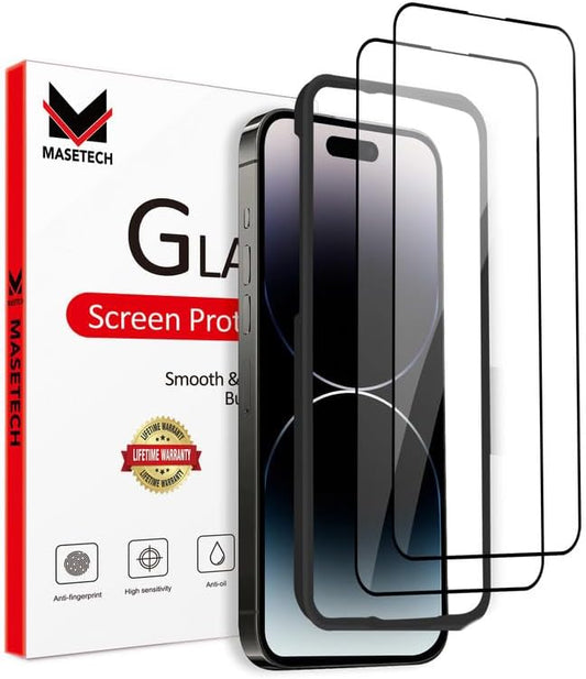 MASETECH iPhone 14 Pro Screen Protector Tempered Glass Compatible with Apple Dynamic Island (2 Pack)