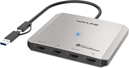 WAVLINK 4-Port HDMI Splitter, USB C to Quad Monitor 4K Adapter