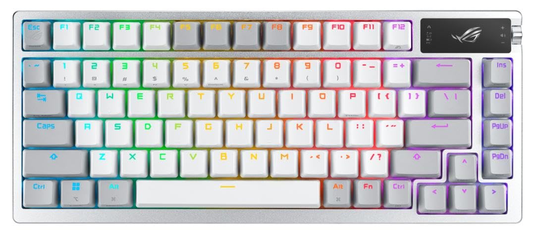 ASUS ROG Azoth Wireless Mechanical Gaming Keyboard – 75% TKL, Tri-Mode Connectivity, Hot Swappable Pre-lubed ROG NX Snow Linear Switches, PBT Keycaps, RGB, OLED Display, PC/Mac Support - White