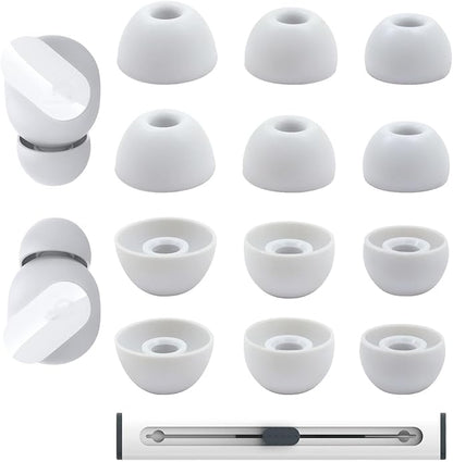 Replacement Silicone Ear Tips for Beats Fit Pro/Studio Buds/Studio Buds+ Headphone, 6 Pairs Earbuds Eartips L/M/S, Eargels Set Fit in Case, Earplug Ear Cap (Silver White with Pen)
