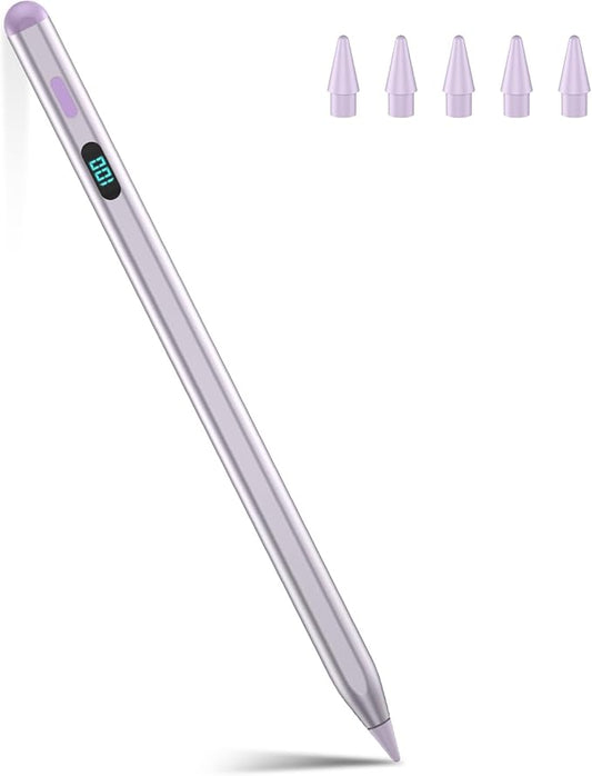 iPad Pencil with Magnetic&5 Extra Tips,USB-C Faster Charge,Stylus Pen Compatible with iPad 6-11th/A16,Air M3/M2/3-5th,Pro M4/11/12.9/13inch,Mini 5th-7th/A17Pro (Purple)